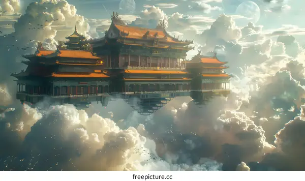 Celestial Palace Among Clouds and Moons