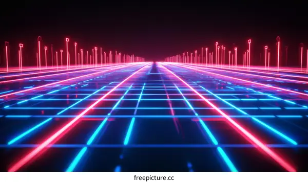 Neon Grid Road Futuristic Pathway
