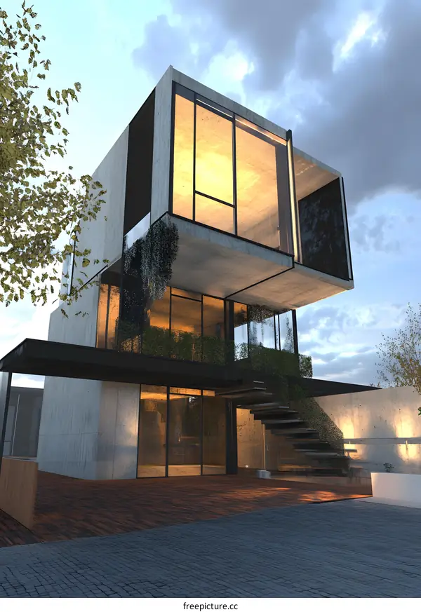 Modern Architectural Design of a House with Glass Windows