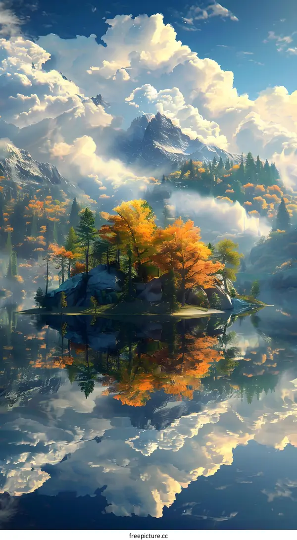 Mountains and forest reflected in a lake