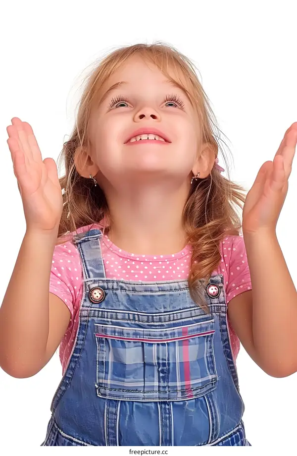 Little girl looking up with joy