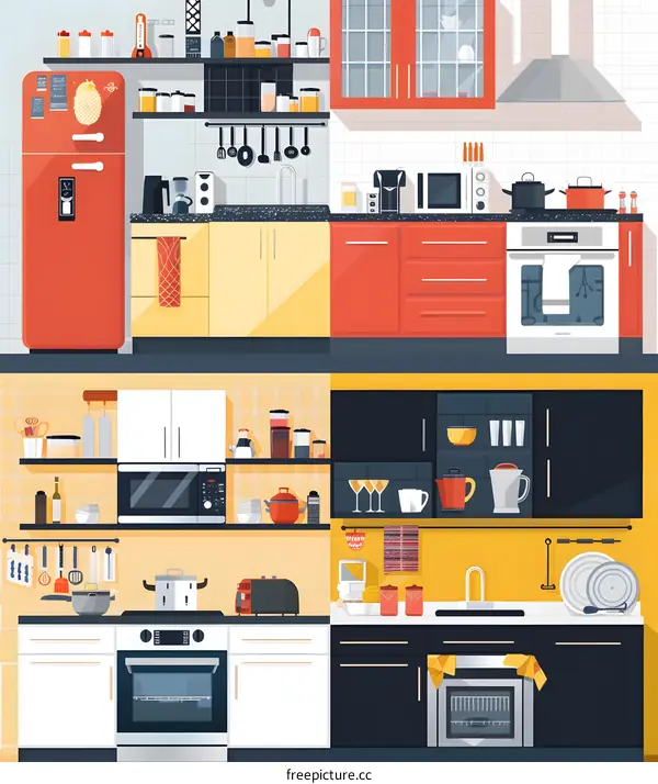 Modern Kitchen Interior Design with Appliances and Storage