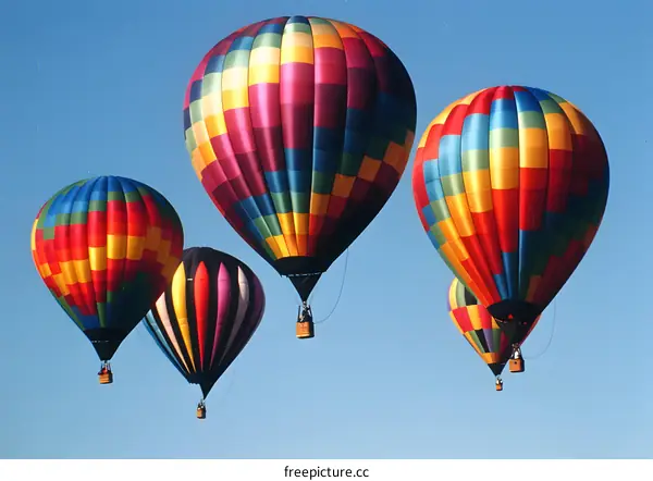 Colorful Hot Air Balloons Soaring In The Sky