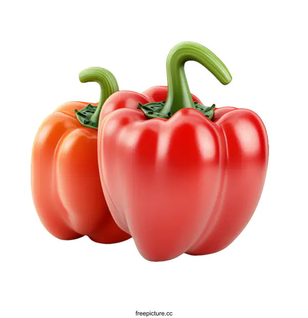 [Transparent Background PNG]Two Vibrant Peppers Isolated