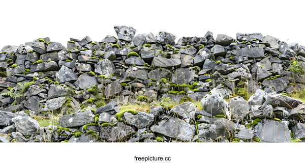 [Transparent Background PNG]Stone Wall With Moss Closeup Texture Background