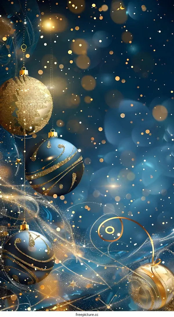 Golden and blue Christmas ornaments