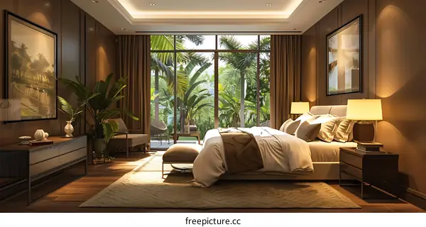 Palm Trees Surrounding a Luxurious Bedroom