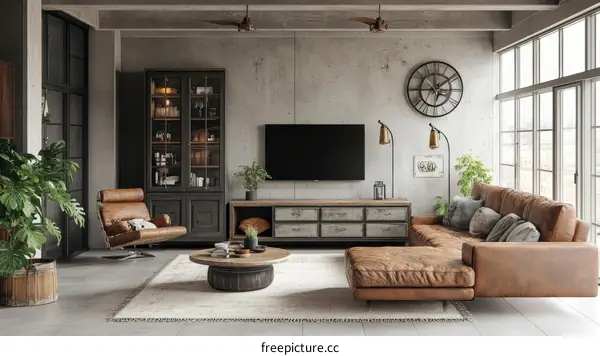 Modern Industrial Living Room Interior Design