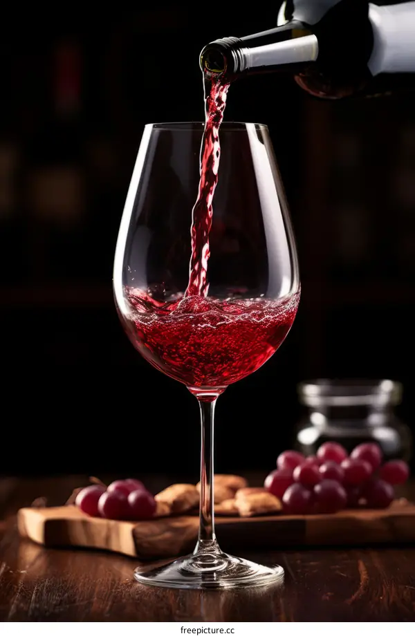 Red wine being poured into a glass