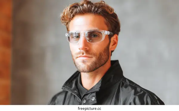 Stylish Man in Modern Protective Glasses