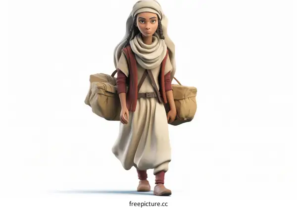 middle eastern girl carrying luggage