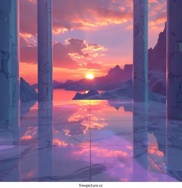 Marble Terrace with Ocean Sunset View