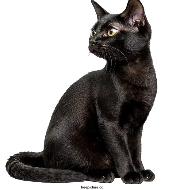 [Transparent Background PNG]Black Kitten Profile View