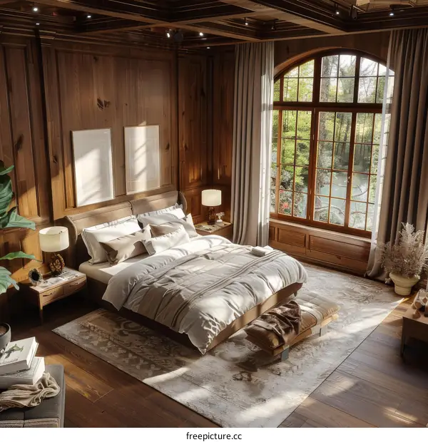 Wooden Bedroom Interior Design Illustration