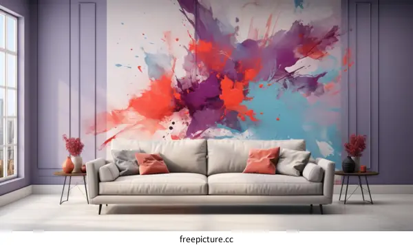 Bold Abstract Painting with Vibrant Color Splashes