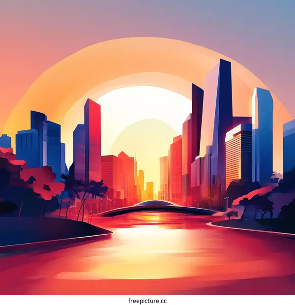 Sunrise Cityscape Illustration