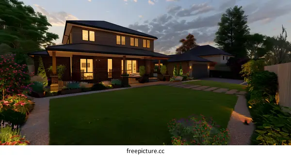 Modern House with Backyard Landscape Design