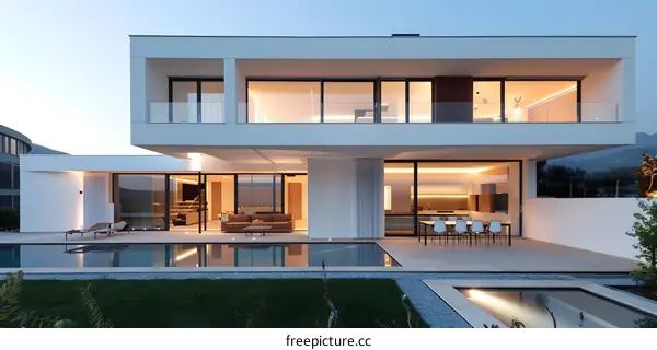 Modern Home with Swimming Pool and Large Windows
