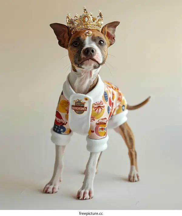 A cute puppy wearing a crown