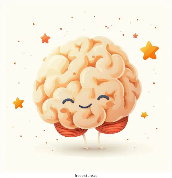 Happy Cartoon Brain with Arms and Legs