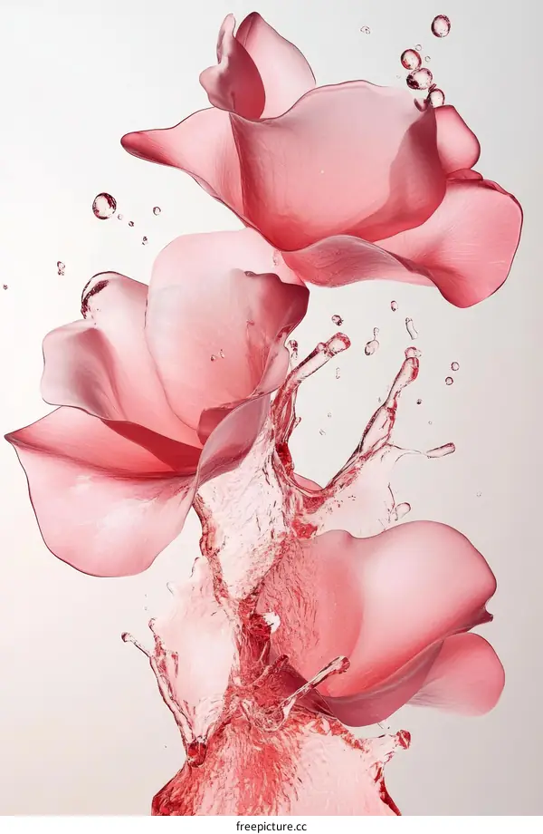 Rose Petals in Water Splash Illustration