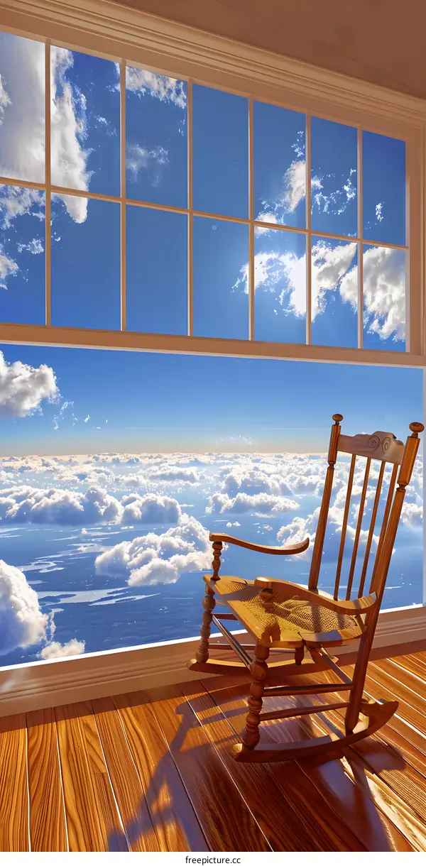 Rocking Chair Looking Out at Clouds