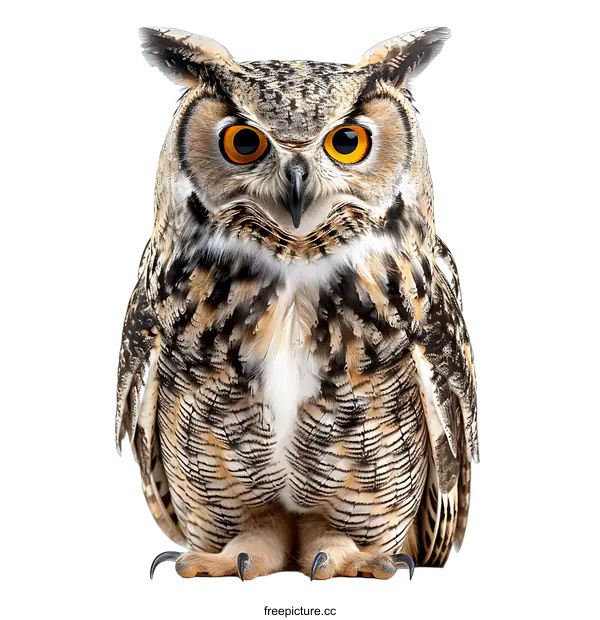 [Transparent Background PNG]A close up of an owl with big yellow eyes