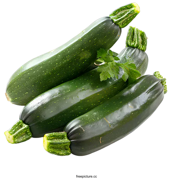 [Transparent Background PNG]Fresh green zucchini on white background