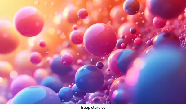 Glossy Pink and Blue Spheres Floating in a Vibrant Background