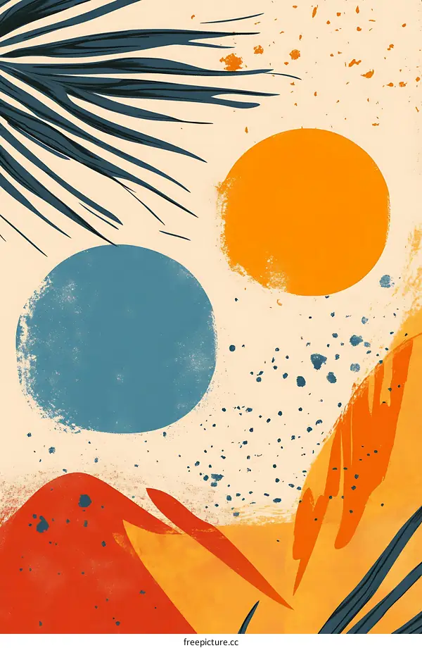 Abstract Art with Orange Yellow and Blue Shapes