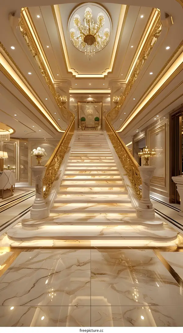 Staircase in a luxurious mansion