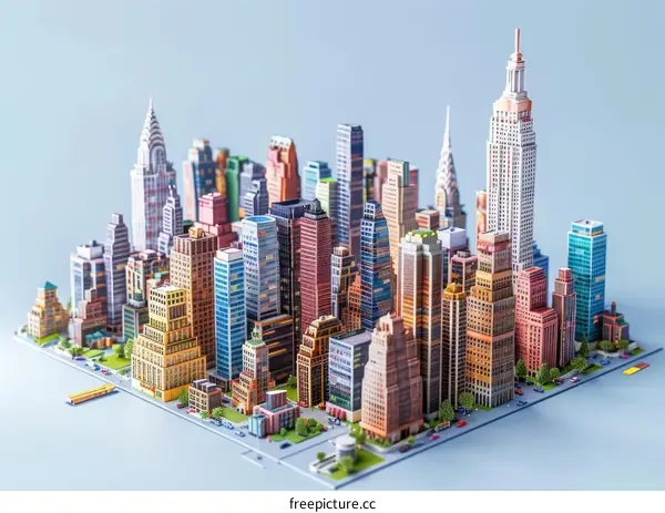 Colorful Miniature New York City Skyline Model
