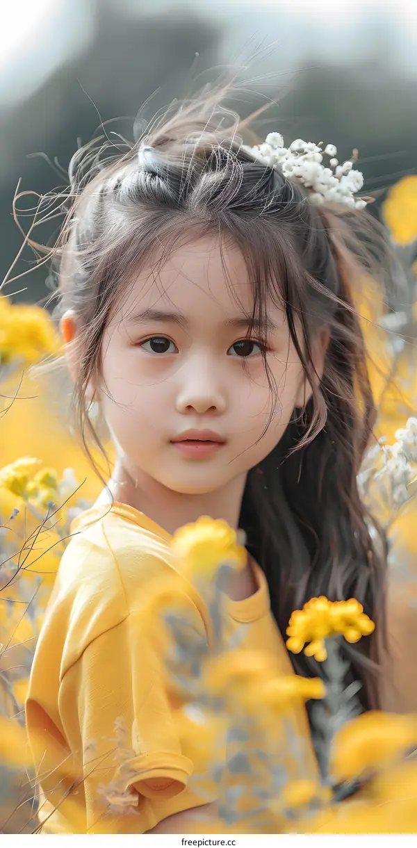 Little Girl with Flowers in Her Hair