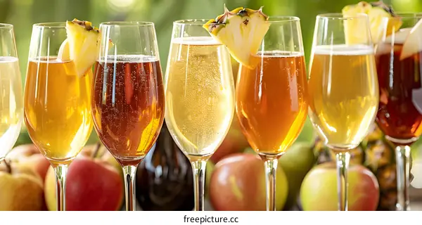 Sparkling Apple Cider with Pineapple Garnish