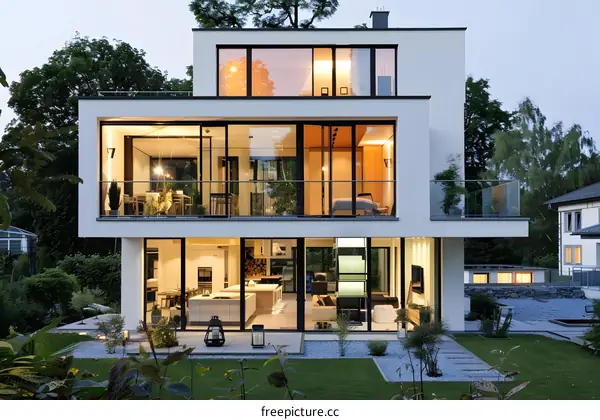 Modern White House With Large Windows