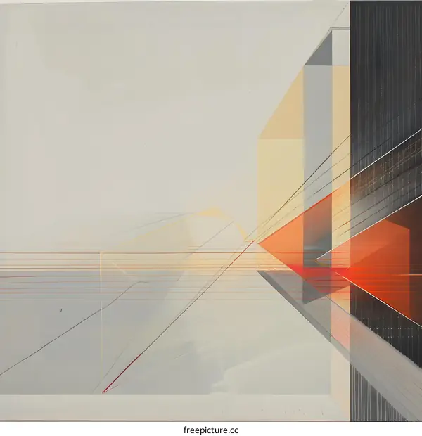 Abstract Geometric Art with Lines and Shapes in Orange and Yellow