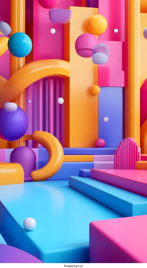 Abstract 3D Background With Colorful Shapes