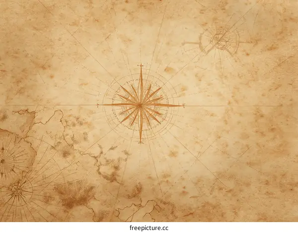 Vintage Antique Old Treasure Map Illustration Background