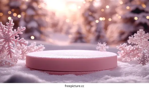 Pink Snow Scene Product Display