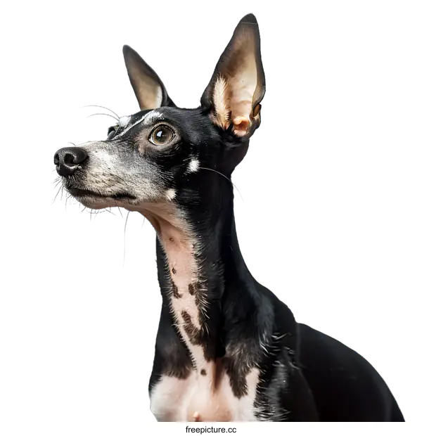 [Transparent Background PNG]Black and White Dog Looking Up