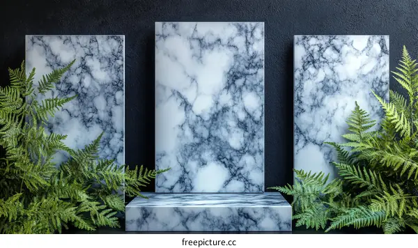 Marble Display Stand with Plants