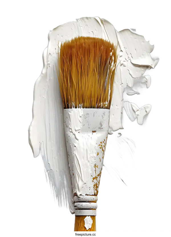 [Transparent Background PNG]Paint Brush with White Paint Swatch