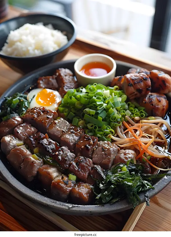 Japanese food bento box with beef, rice and vegetables