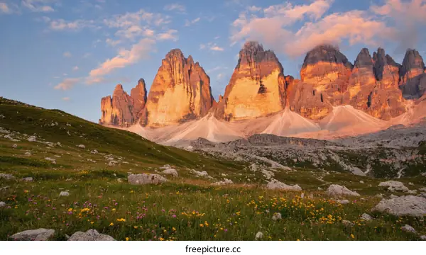 Majestic Dolomites Peaks at Sunrise