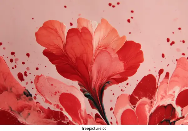 Abstract Red and Pink Floral Art Painting
