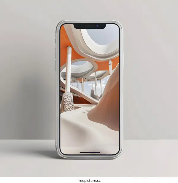 Modern Architecture Phone Mockup on White Background