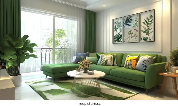 Modern Green Living Room Interior Design