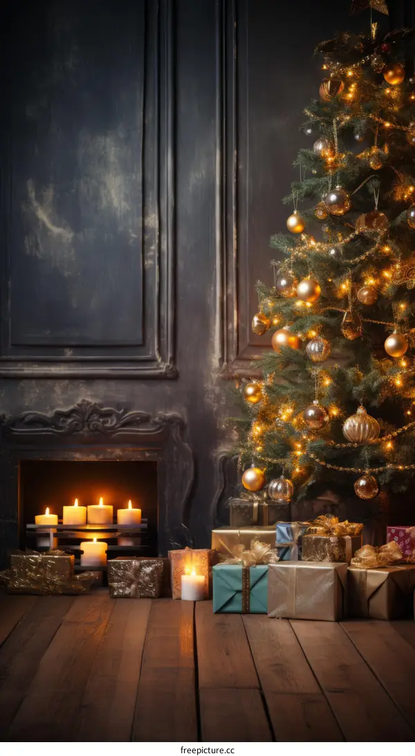 Beautifully Decorated Christmas Tree with Gifts