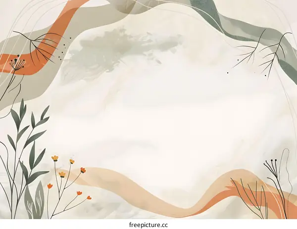 Abstract Floral Background With Wavy Lines