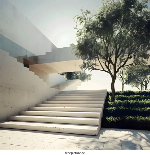 Modern Minimalist Concrete Staircase Architecture Design